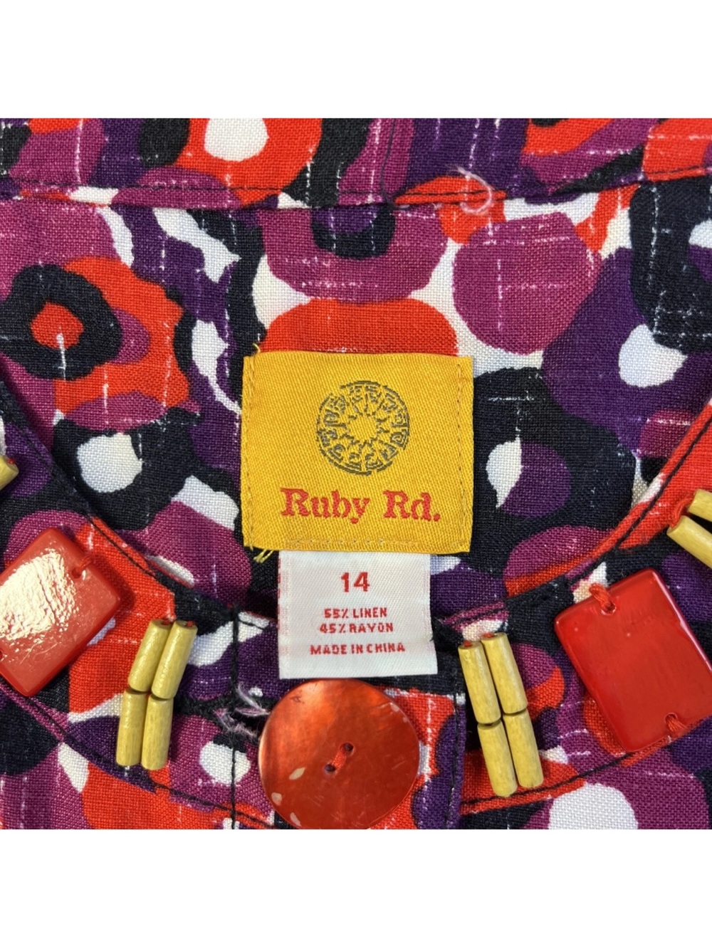 Ruby Rd. Red & Purple Floral Beaded Jacket - Picture 2 of 16